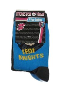 Nové - 2x ponožky - tmavošedé + modré s obrázkem 