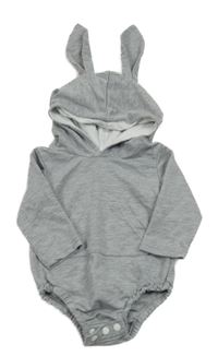 Šedé melírované body s kapucí s ušima 