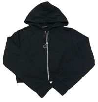 Černá propínací crop mikina s kapucí 