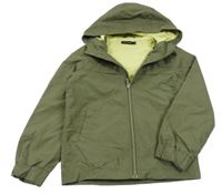 Khaki šusťáková jarní bunda s kapucí 