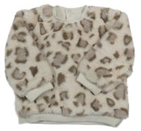 Světlebéžová leopardí kožešinová podšitá mikina Nutmeg