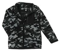 Černo-šedá army fleecová propínací mikina F&F