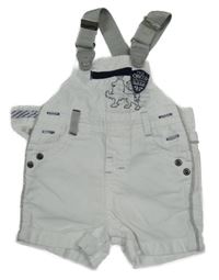 Bílé plátěné laclové kraťasy s nášivkou 