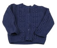 Tmavomodrý vzorovaný vlněný propínací svetr Mothercare