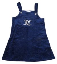 Tmavomodré třpytivé sametové laclové šaty s kapsou Juicy Couture