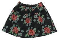 Černo-zeleno-červená sukně s růžemi Yd.
