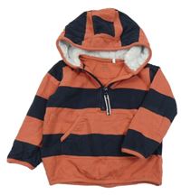 Tmavomodro-cihlová prouhovaná mikina s kapucí John Lewis