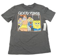 Nové - tmavošedé tričko se Spongebobem Nickelodeon
