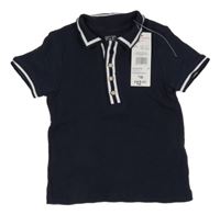 Nové - tmavomodro-bílé žebrované polo tričko F&F