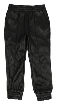 Černé cuff koženkové kalhoty PRIMARK