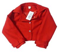 Červený flaušový crop kabát 