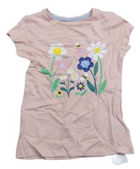 Růžové tričko s květy Mothercare