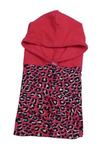 Růžovo-černá fleecová kukla s leopardím vzorem 