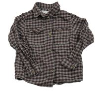 Šedo-vínová kostkovaná flanelová košile Zara