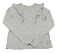 Světlešedé melírované triko s volánky George