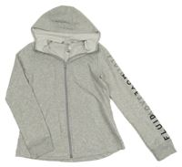 Světlešedá melírovaná propínací mikina s nápisem a kapucí Decathlon