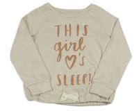 Béžový melírovaný úpletový lehký svetr s nápisem Tu