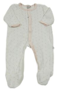 Bílo-růžový sametový overal se srdíčky 