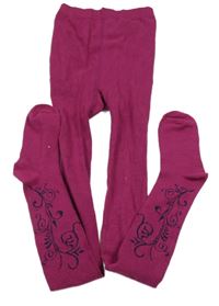 Fuchsiové punčocháče s květy 