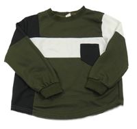 Khaki-bílo-černá mikina Shein