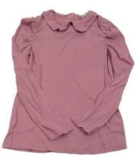 Růžové žebrované triko s límečkem Matalan
