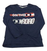 Tmavomodré triko s nápisy a auty Kids