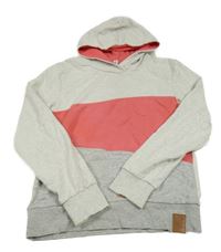 Světlešedo-šedo-růžová mikina s kapucí Yigga