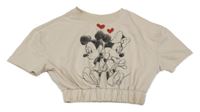 Béžová tepláková crop vesta s Mickeym a Minnie Disney