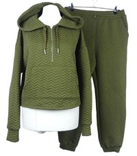 2set - Dámská khaki vzorovaná crop mikina s kapucí + tepláky Primark 
