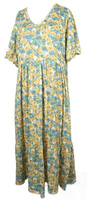 Dámské modro-zeleno-oranžové květované midi šaty In the Style 