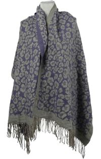 Dámská šedo-fialová vzorovaná šála 
