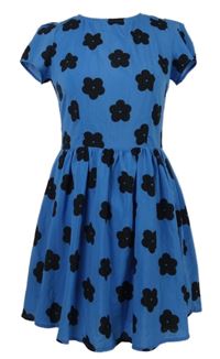 Dámské modro-černé kytičkované šaty 