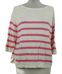 Dámský bílo-růžový pruhovaný lehký svetr TU 