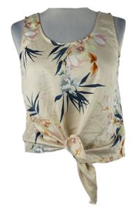 Dámský smetanový květovaný saténový crop top s uzlem z. Only 