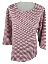 Dámské vínovo-bílé vzorované triko CollectionL 