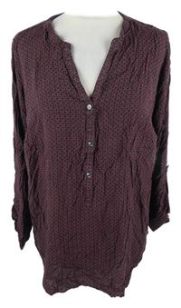 Dámská černo-purpurová vzorovaná polo halenka C&A