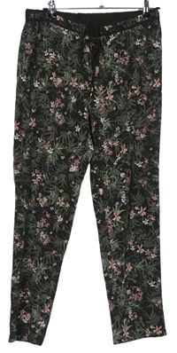 Dámské khaki květované volné kalhoty George 