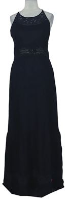 Dámské tmavomodré dlouhé šaty s krajkou Superdry 