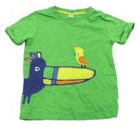 Zelené tričko s ptáčky Miniclub