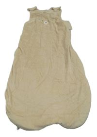 Béžový sametový zateplený spací pytel s medvědem M&S