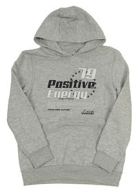 Světlešedá mikina s nápisem a kapucí Primark