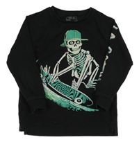 Černí triko s kostlivcem Next