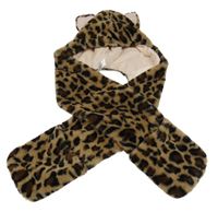 Hnědá koženková čepice s flíčky a šálou George vel.128-152