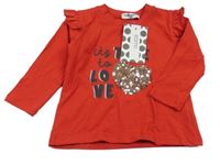 Nové - Červené triko s nápisem a srdíčkem