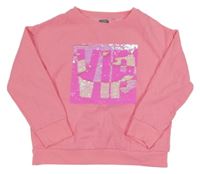 Neonově růžová mikina s překlápěcími flitry Next