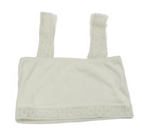 Bílý žebrovaný crop top s kolečky Shein