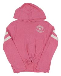 Růžový úpletový svetr s logem a kapucí Abercrombie&Fitch