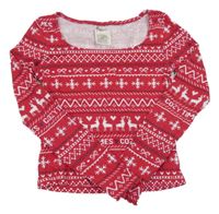 Červeno-bílé vzorované vánoční crop triko H&M