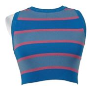 Dámský modro-růžový pruhovaný žebrovaný úpletový crop top Zara