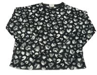 Tmavošedá sametová mikina s leopardím vzorem C&A